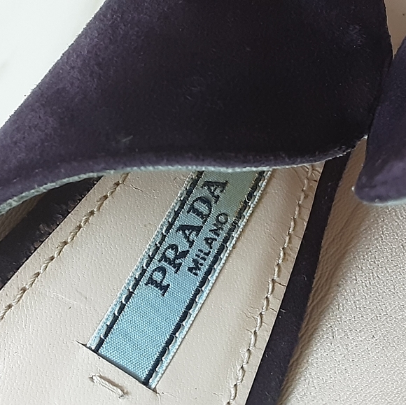 AUTHENTIC PRADA MILANO PURPLE SUEDE PLATFORM STILETTO SLIDES SZ 38.5 #PR… - Picture 11 of 13